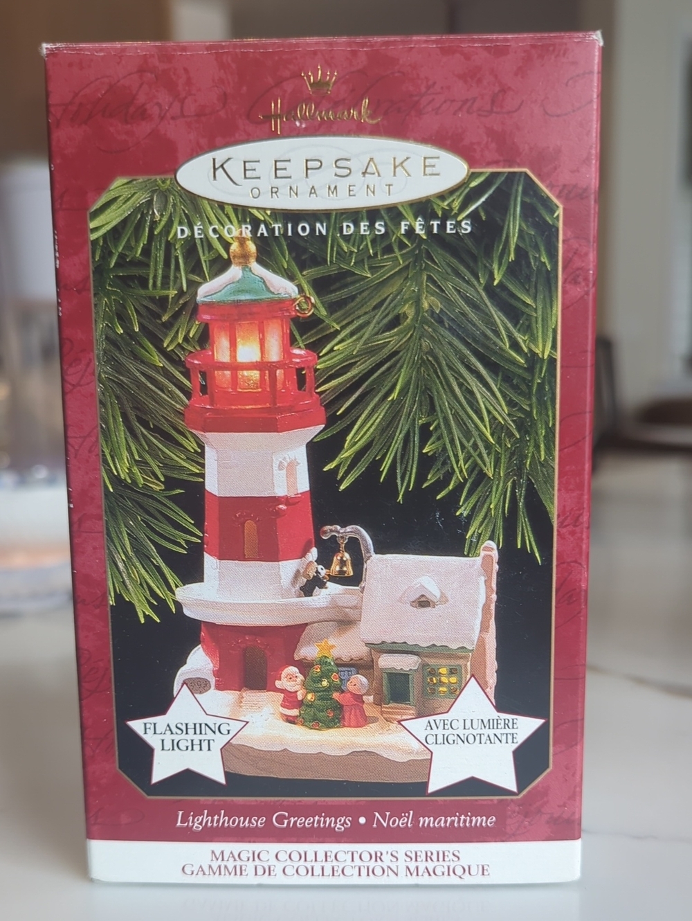1997 Lighthouse Greetings Hallmark Keepsake Ornament Magic Series Flashing Light